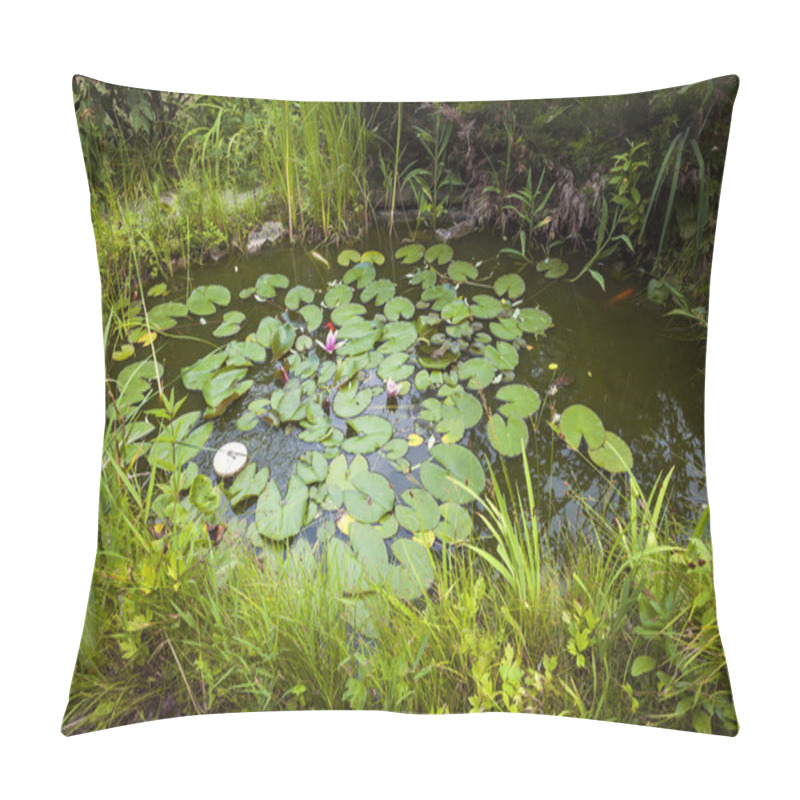 Personality  Small Pond With Plants And Water Lilies Pillow Covers