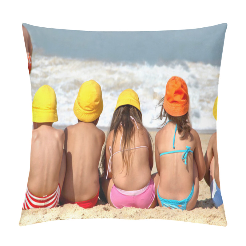 Personality  Cute Children On The Beach Pillow Covers