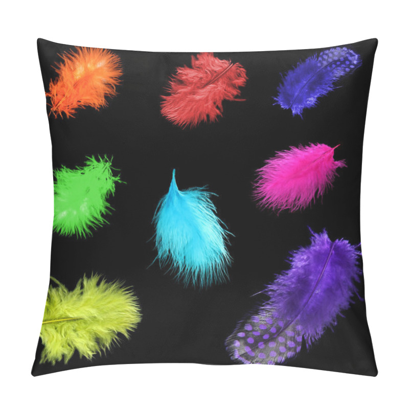 Personality  Collage Of Feathers Pillow Covers