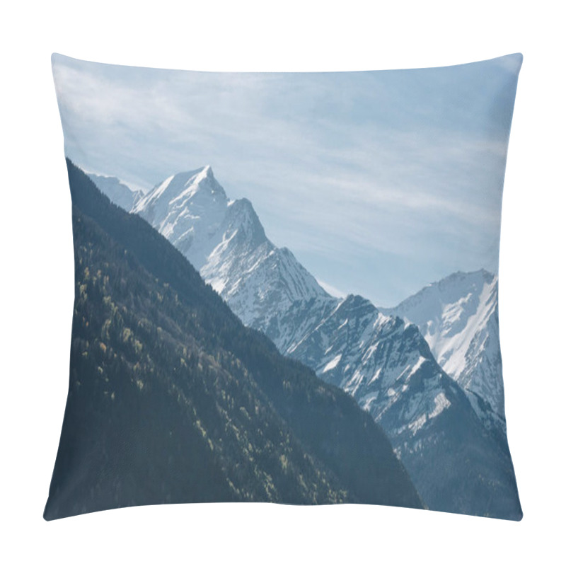 Personality  Scenic View Of Majestic Mountain Peaks At Sunny Day, Mont Blanc, Alps Pillow Covers