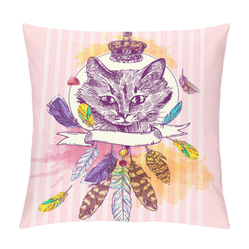 Personality  Head Of Cat Pillow Covers