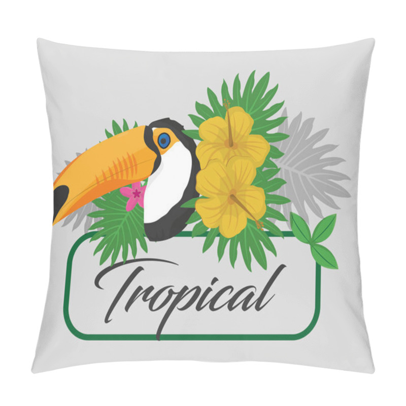 Personality  Tropic Leaves Flowers And Toucan Design Pillow Covers