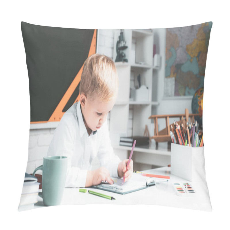 Personality  After School Teaching. Happy School Kids At Lesson. Child Tutoring. School Kids. Elementary School Classroom. Pillow Covers