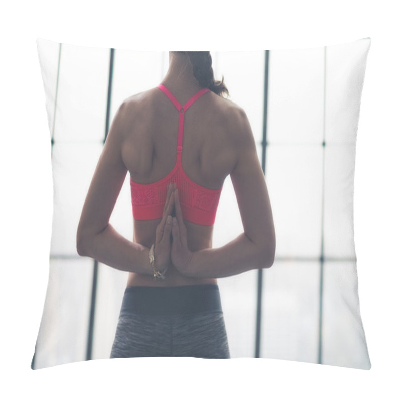 Personality  Rear View Of Woman's Hands Clasped Behind Back In Yoga Pose Pillow Covers