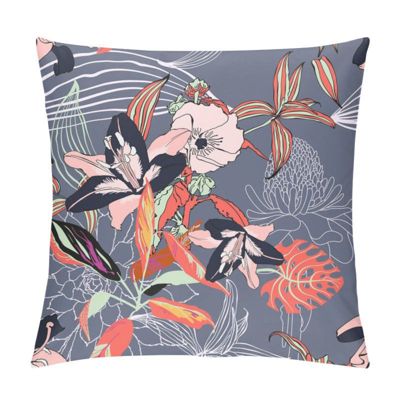 Personality  Original Trendy Seamless Artistic Flower Pattern, Beautiful Trop Pillow Covers