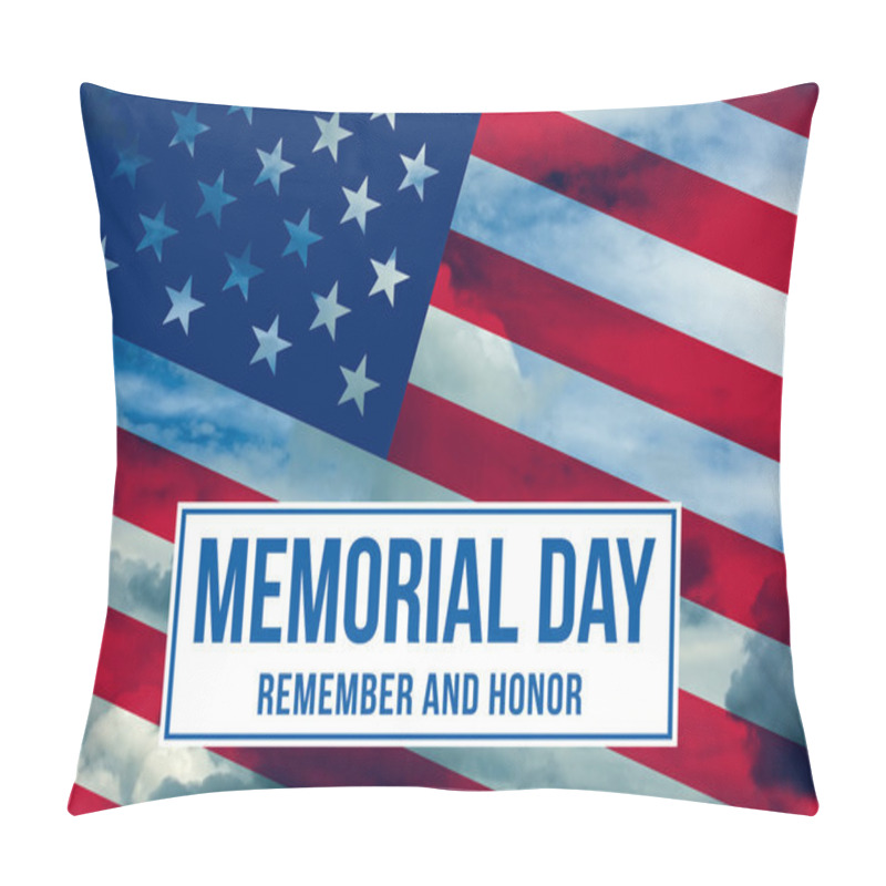 Personality  Memorial Day Text Written On A Sky Background With American Flag Pillow Covers