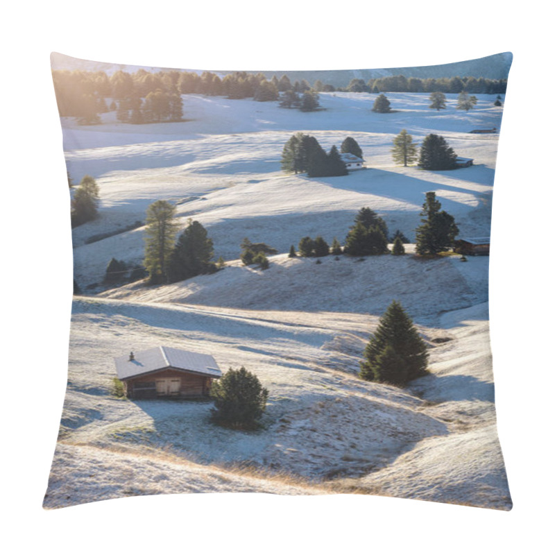 Personality  Beautiful View Of Traditional Wooden Mountain Chalets On Scenic  Pillow Covers