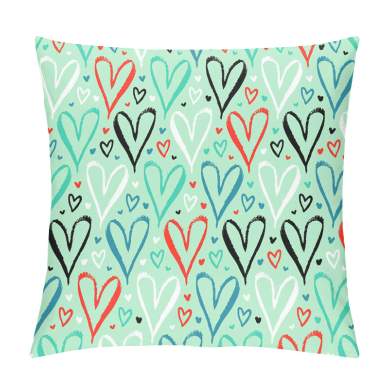 Personality  Pattern With Hand Drawn Hearts Pillow Covers