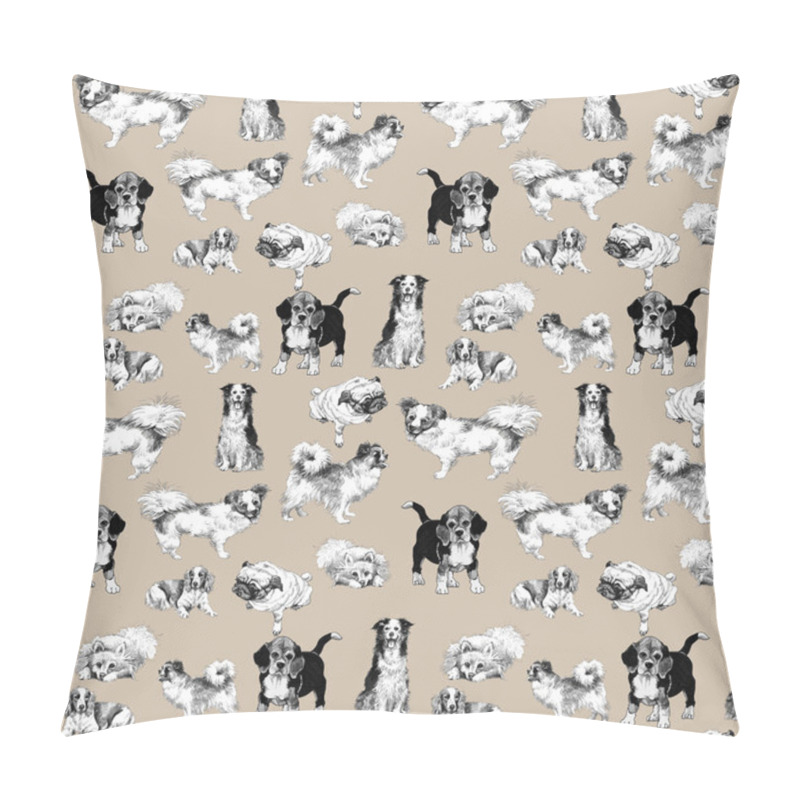 Personality  Seamless Pattern With Sketch Dogs Pillow Covers