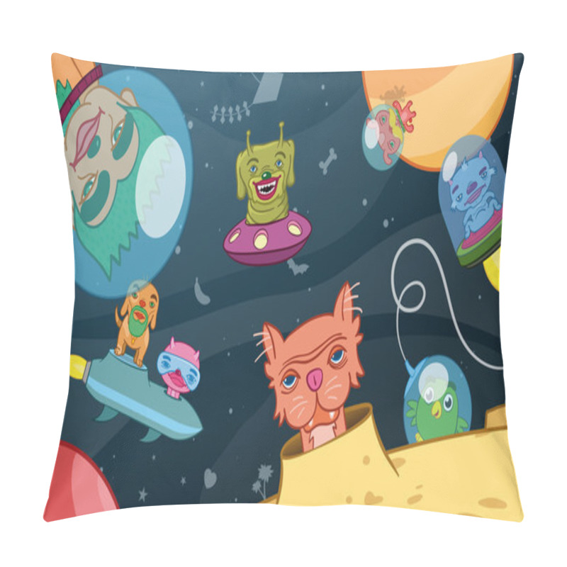 Personality  Kids Background Of Space Aliens Pillow Covers