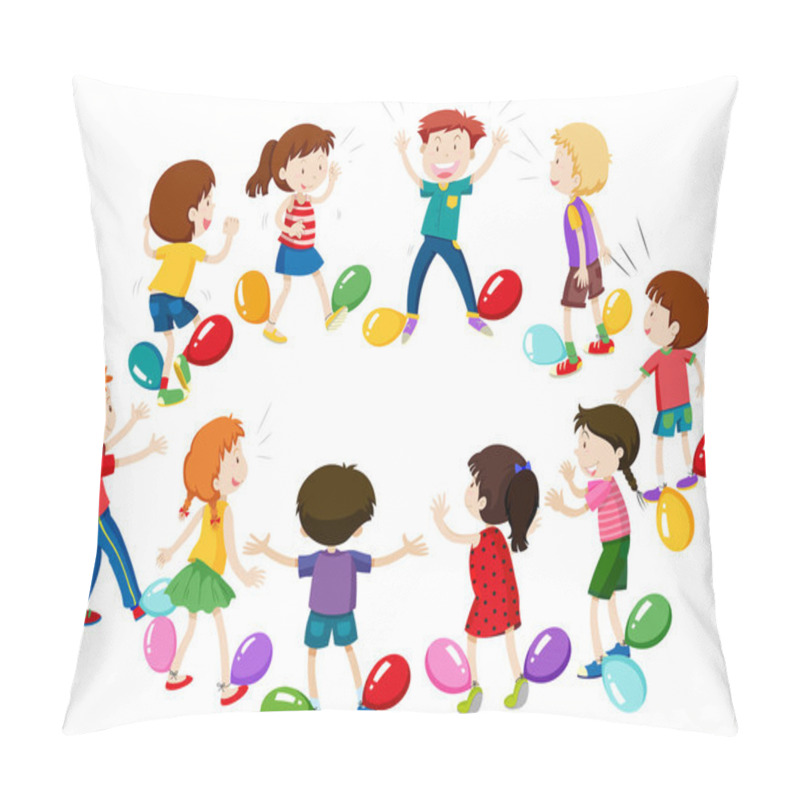 Personality  Children Playing Game Of Balloon Popping Pillow Covers