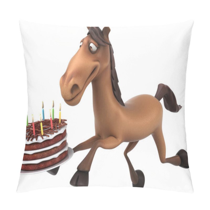 Personality  Fun Cartoon Character With Cake  - 3D Illustration Pillow Covers