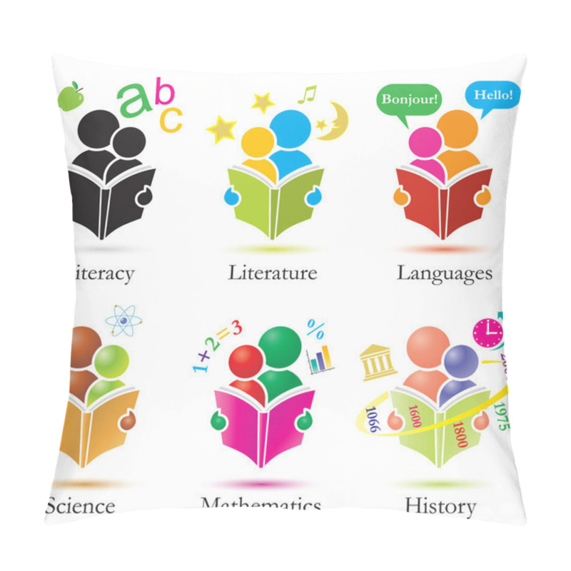 Personality  Vector Study Together Icons Set Pillow Covers