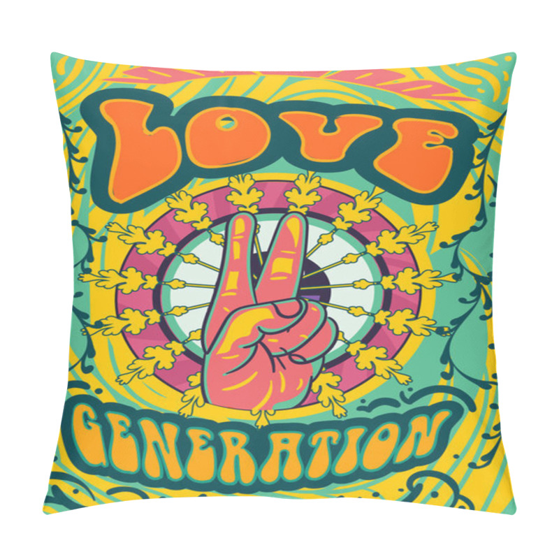 Personality  Bright Psychedelic Love Generation Cover Design Pillow Covers