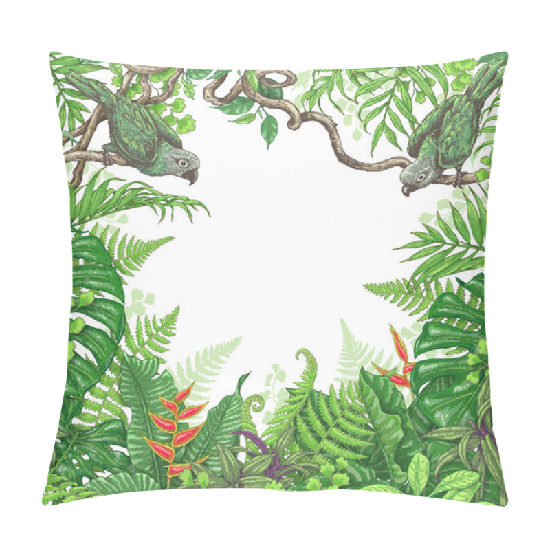 Personality  Tropical Plants  And Birds Frame Pillow Covers