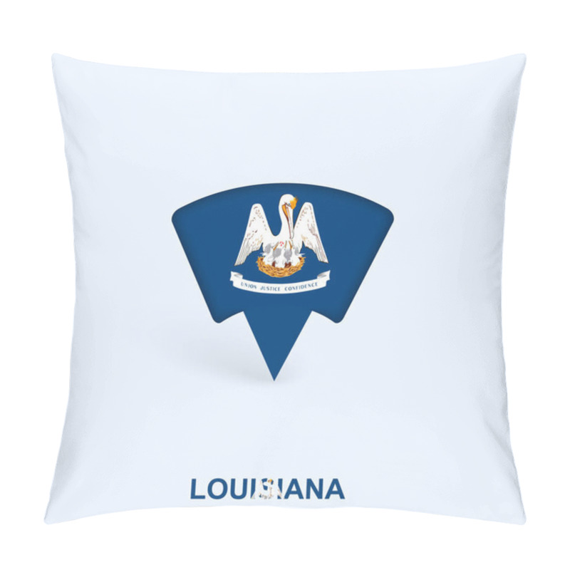 Personality  Louisiana Flag Map Pointer Design With Shadow. Pillow Covers