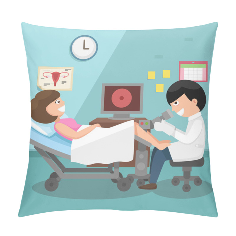 Personality  Doctor, Gynecologist Performing Physical Examination Illustratio Pillow Covers