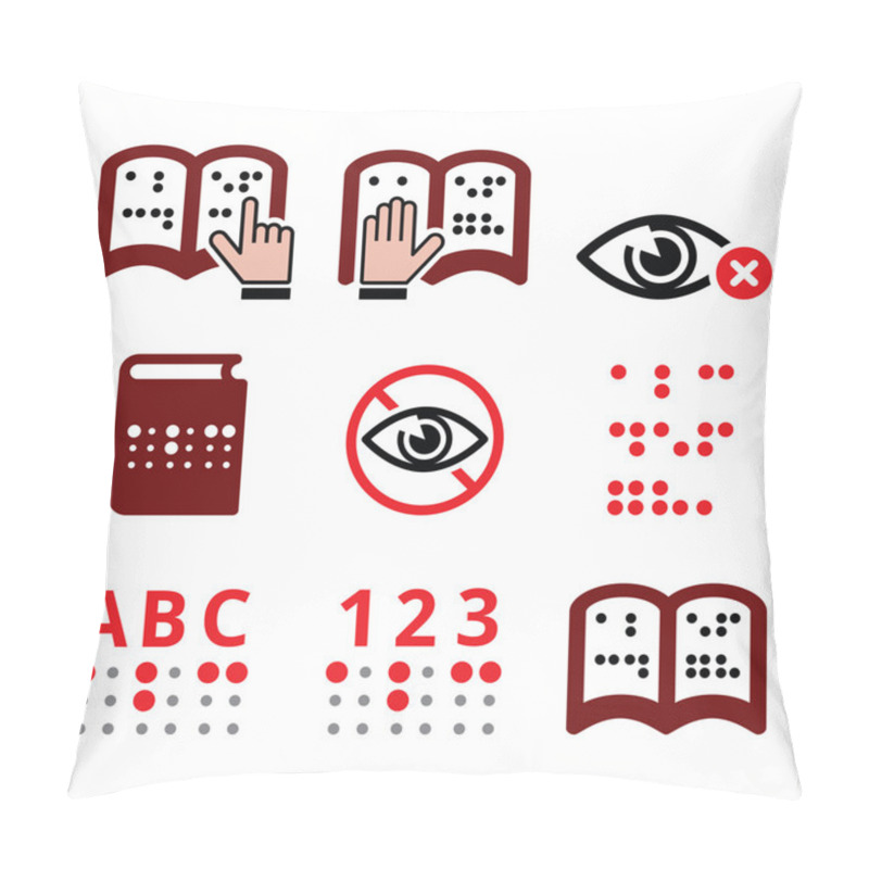 Personality  Blind People, Braille Writing System Icon Set  Pillow Covers