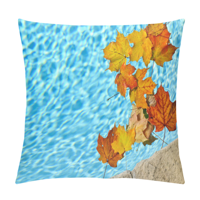 Personality  Fall Leaves Floating In Pool Pillow Covers