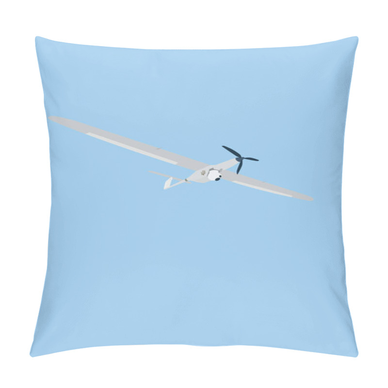 Personality  Illustration Of War Drone With Camera Flying Isolated On Blue  Pillow Covers