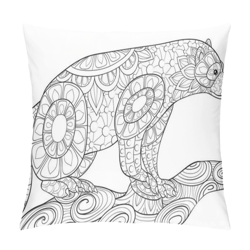 Personality  A Cute Ratton With Ornaments On The Brunch  Image For Relaxing Activity.A Coloring Book,page For Adults.Zen Art Style Illustration For Print.Poster Design. Pillow Covers