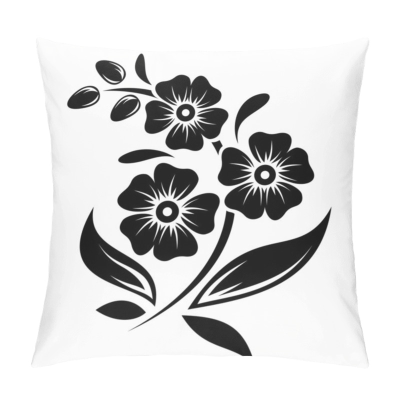 Personality  Black Silhouette Of Flowers. Vector Illustration. Pillow Covers