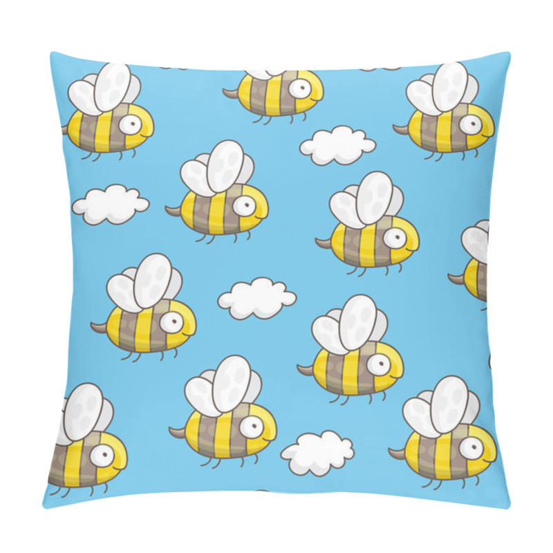 Personality  Seamless Vector Pattern Of Bees And Clouds Pillow Covers