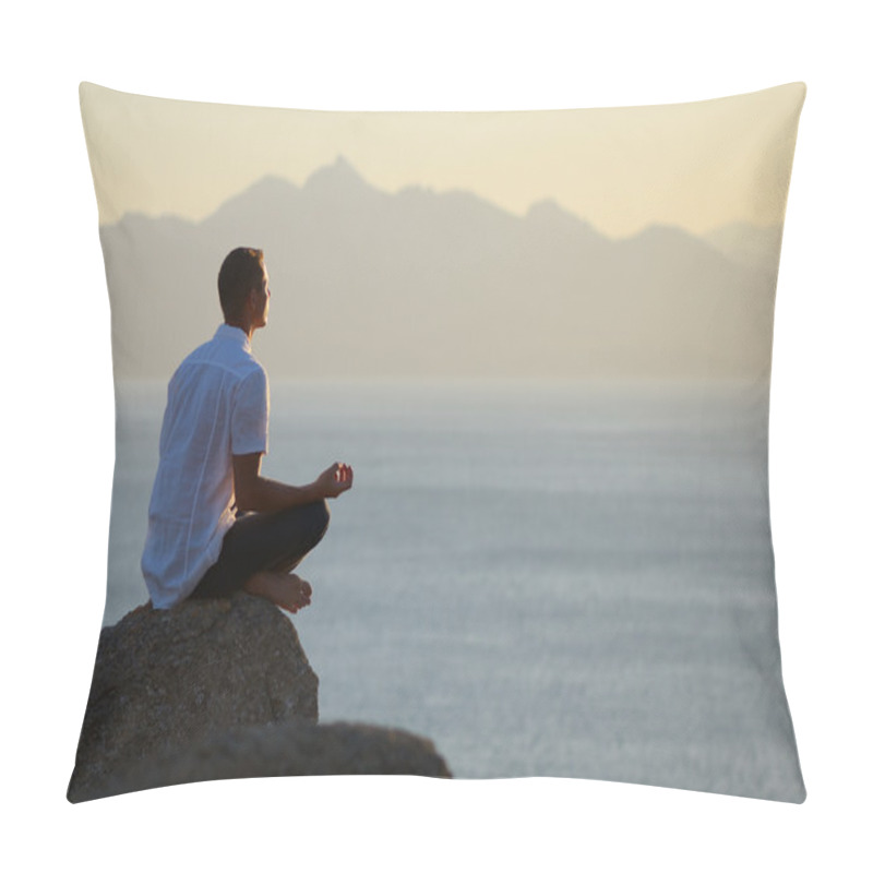 Personality  Guy Sitting On A Rock In The Lotus Position Pillow Covers