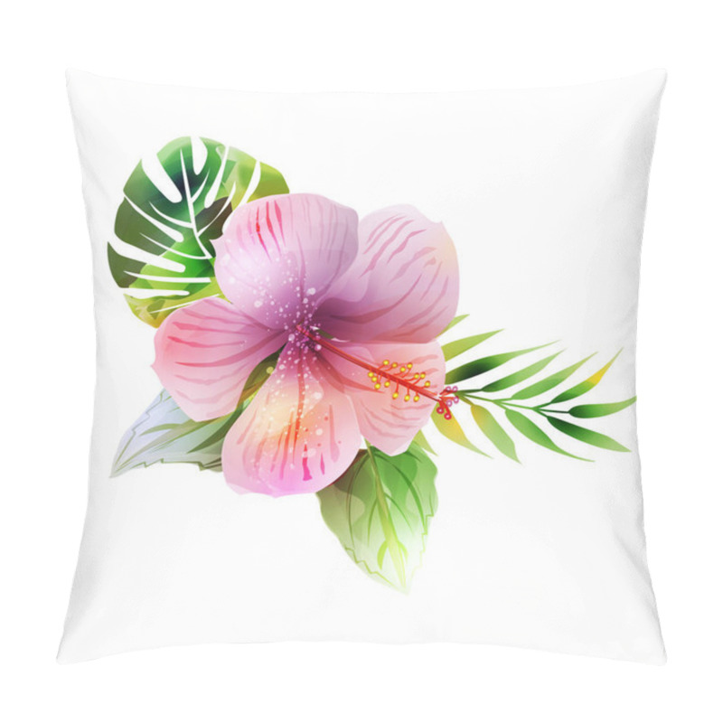 Personality  Tropical Plants With Hibiscus. Pillow Covers