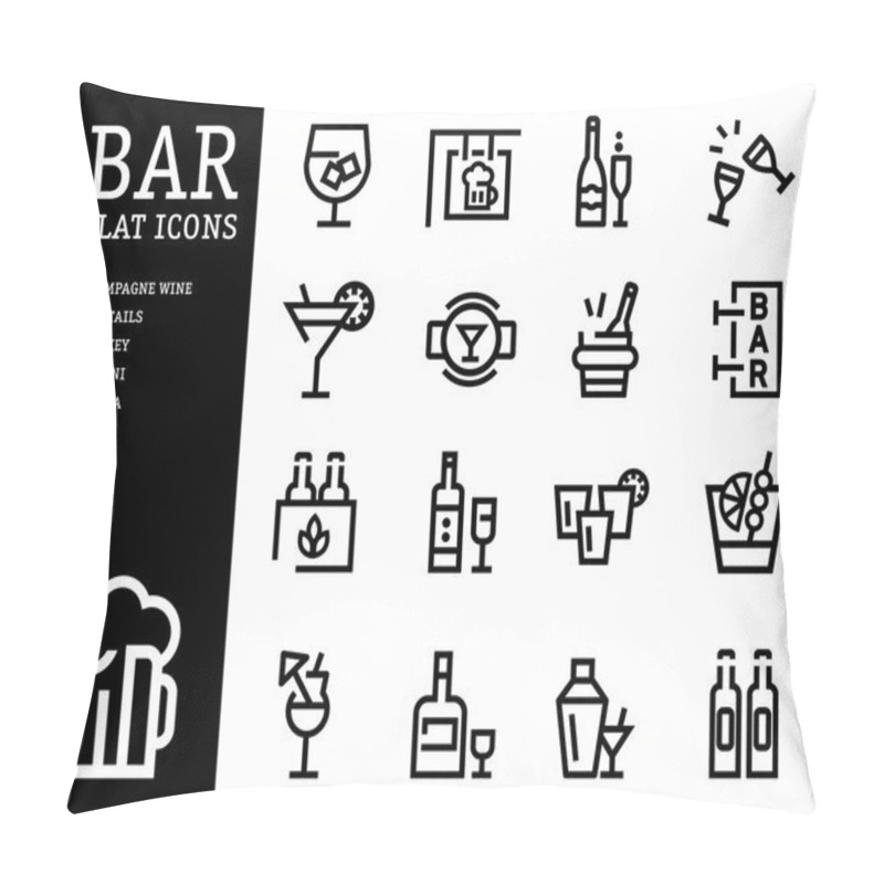 Personality  Bar And Alcohol Icons Pillow Covers