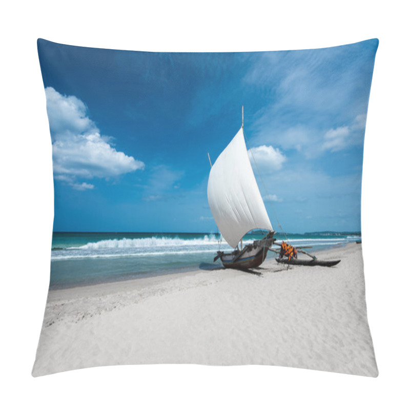 Personality  Boat On Beautiful Beach Pillow Covers