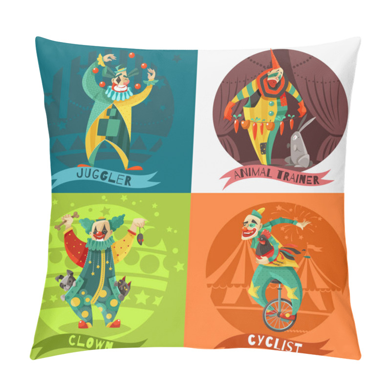 Personality  Circus Clowns 4 Icons Square Concept Pillow Covers