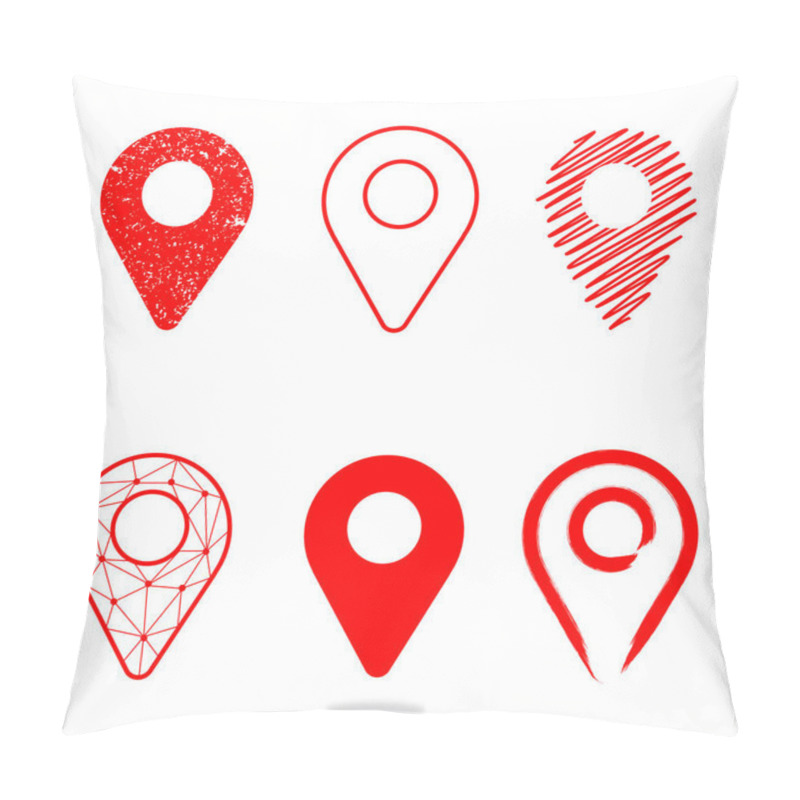 Personality  Geolocation Icon Pack. Set Of Geolocation Signs In Different Style For Your Web Site Design, Logo, App, UI. Vector Illustration EPS10.   Pillow Covers