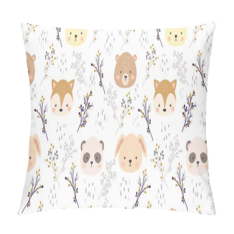 Personality  Cartoon Animals Repeat Pattern. Nursery Art Background. Children's Fabric Pattern Design. Pillow Covers