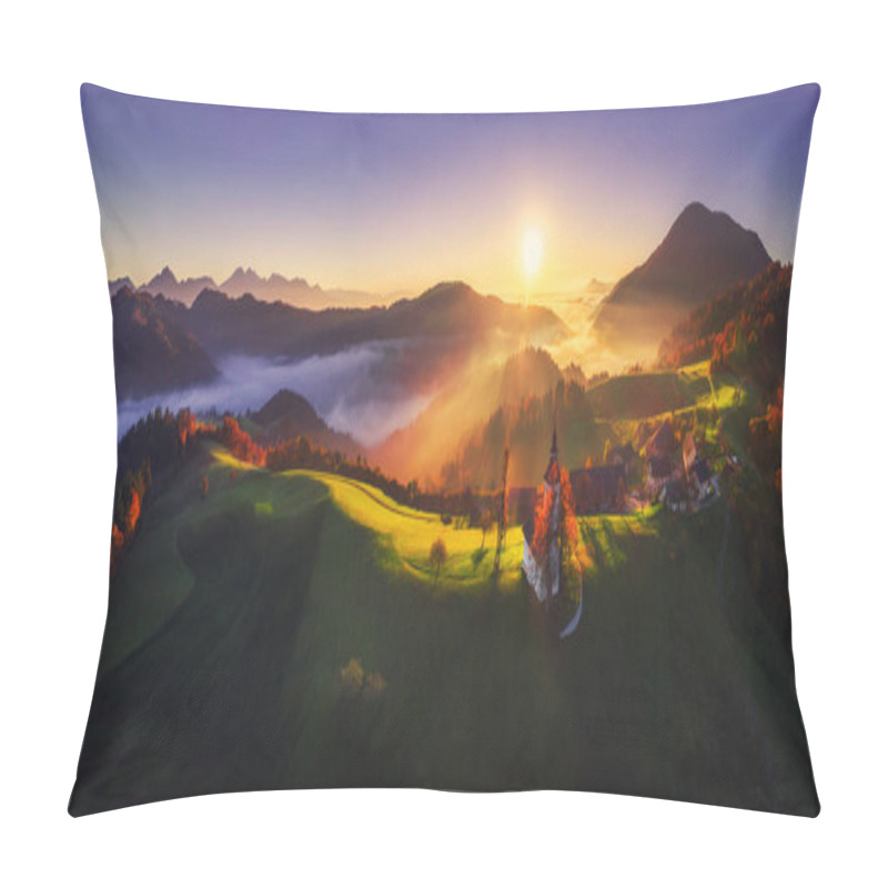 Personality  Aerial View Of Saint Tomas Church, Slovenia Pillow Covers