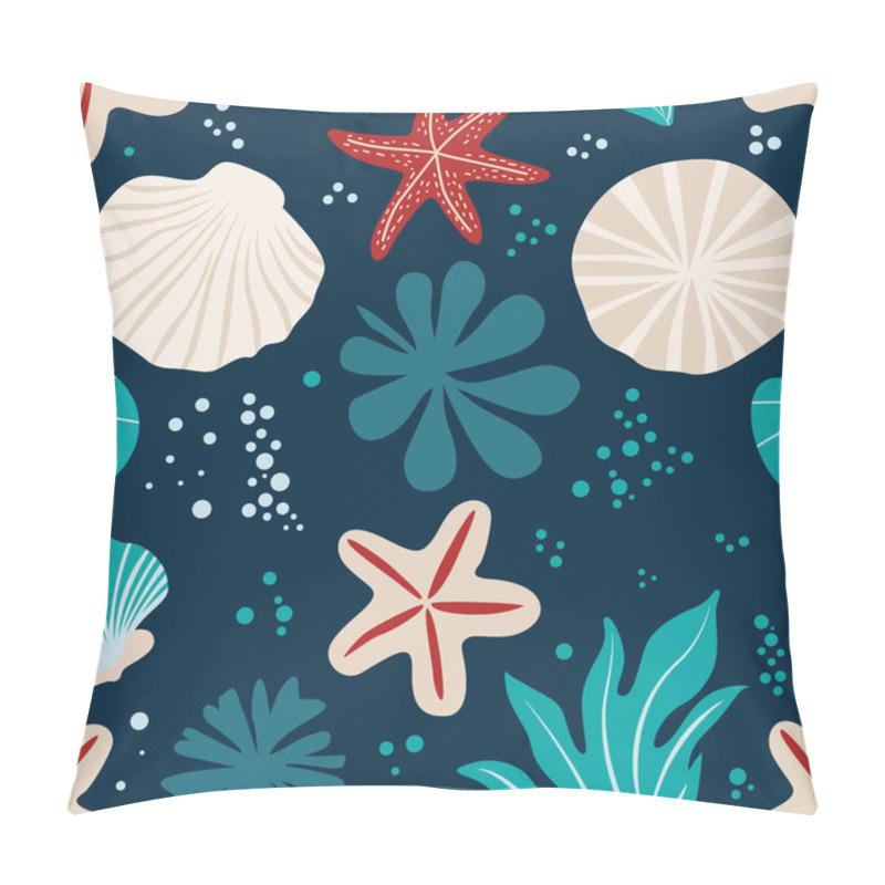 Personality  A Vibrant Vector Pattern Design Featuring Marine Elements Like Shells, Fish, And Waves, Perfect For Adding A Touch Of Oceanic Charm And Coastal Elegance To Any Project Pillow Covers