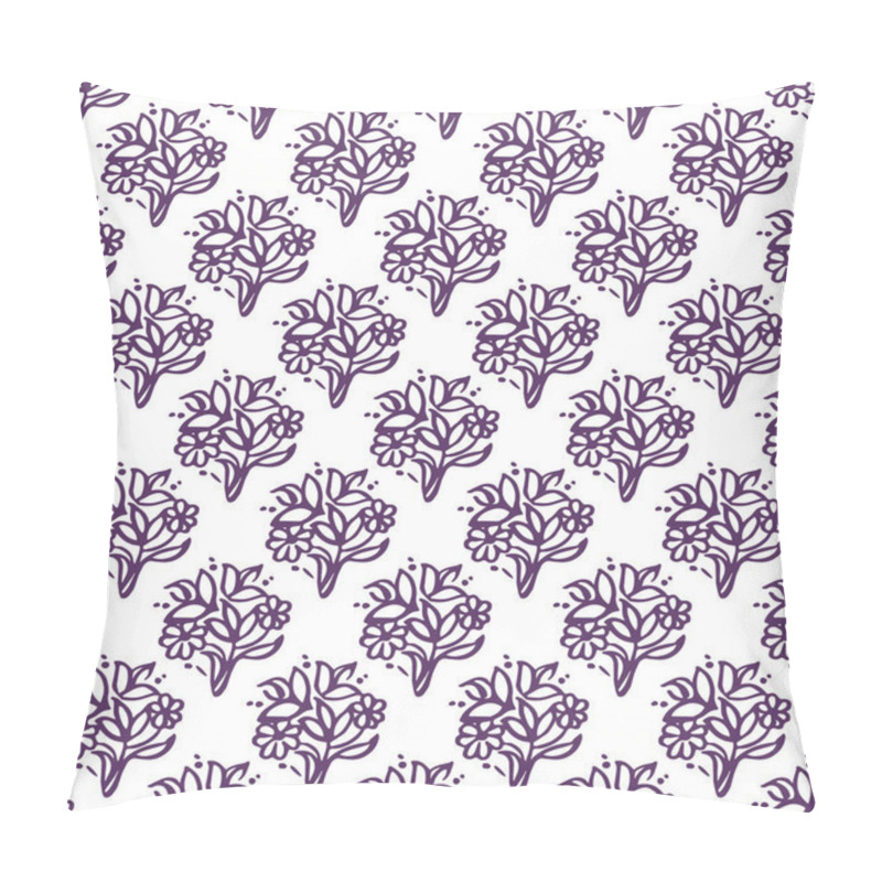 Personality  Seamless Pattern With Hand Drawn Violet Flowers On White Background Pillow Covers