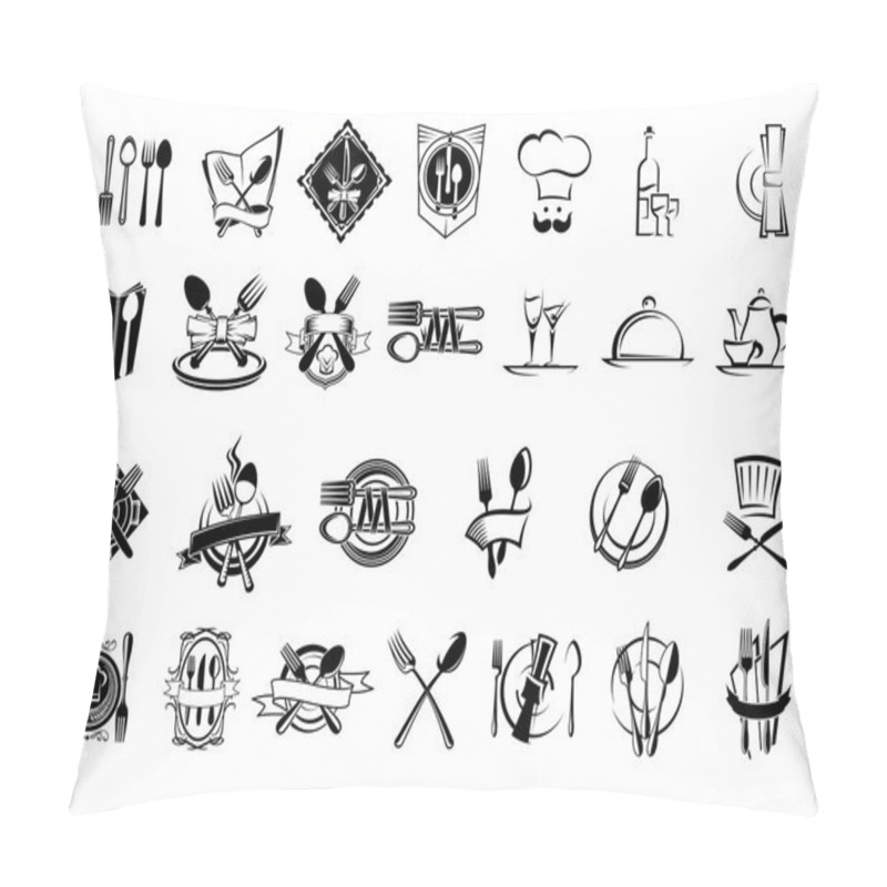 Personality  Food, Restaurant And Silverware Icons Set Pillow Covers