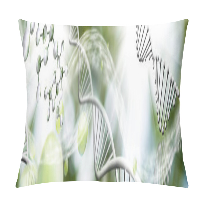 Personality  Abstract Image Of Dna Chain On Blurred Background. 3d Illustration Pillow Covers