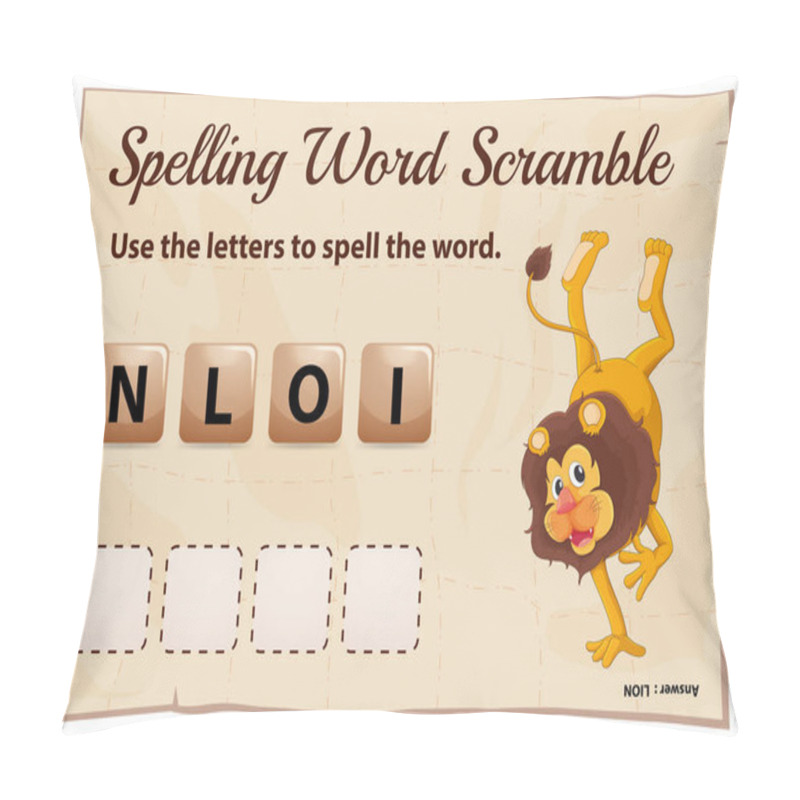 Personality  Spelling Word Scramble Game With Word Lion Pillow Covers