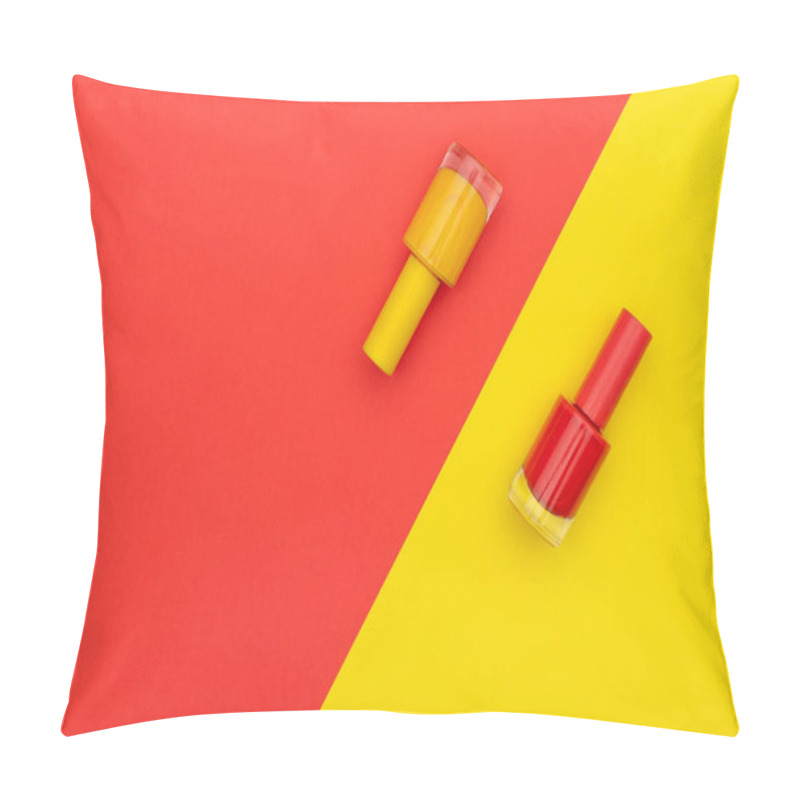 Personality  Yellow And Red Nail Lacquers Near Diagonal Line Pillow Covers