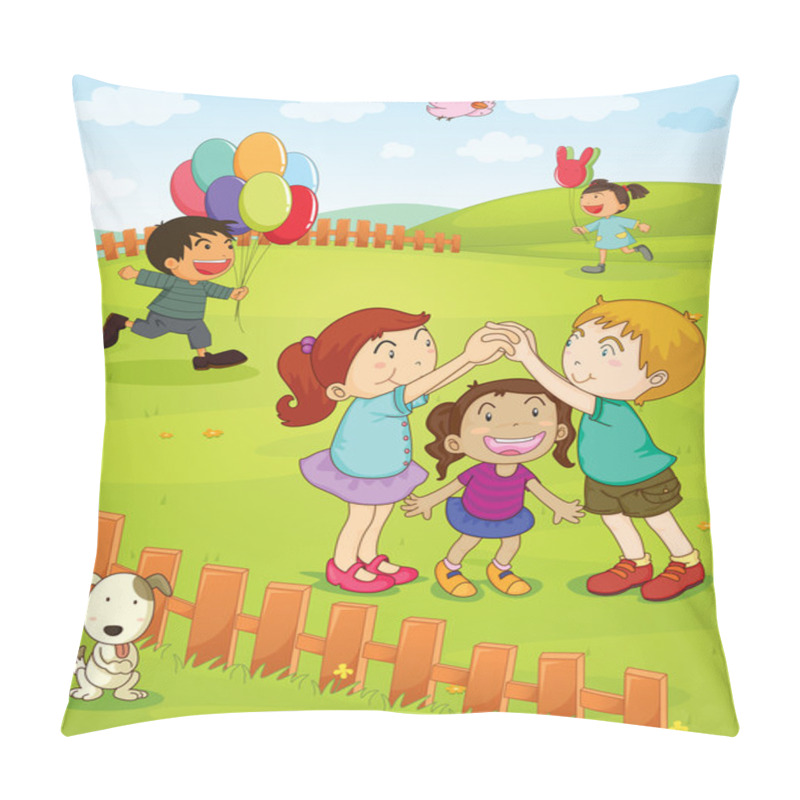 Personality  Kids Playing In The Park Pillow Covers