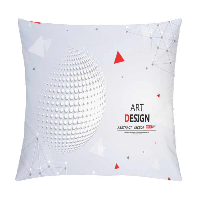 Personality  Abstract Composition, 3d Sphere Icon, Round Construction, White Circle, Polygonal Plexus, Interlocking Weave, Startup Screen Saver, Red Triangle, Technologic Backdrop Surface, Fancy Flier Fashion, Daily Periodical Issue, Intro, EPS10 Illustration Pillow Covers