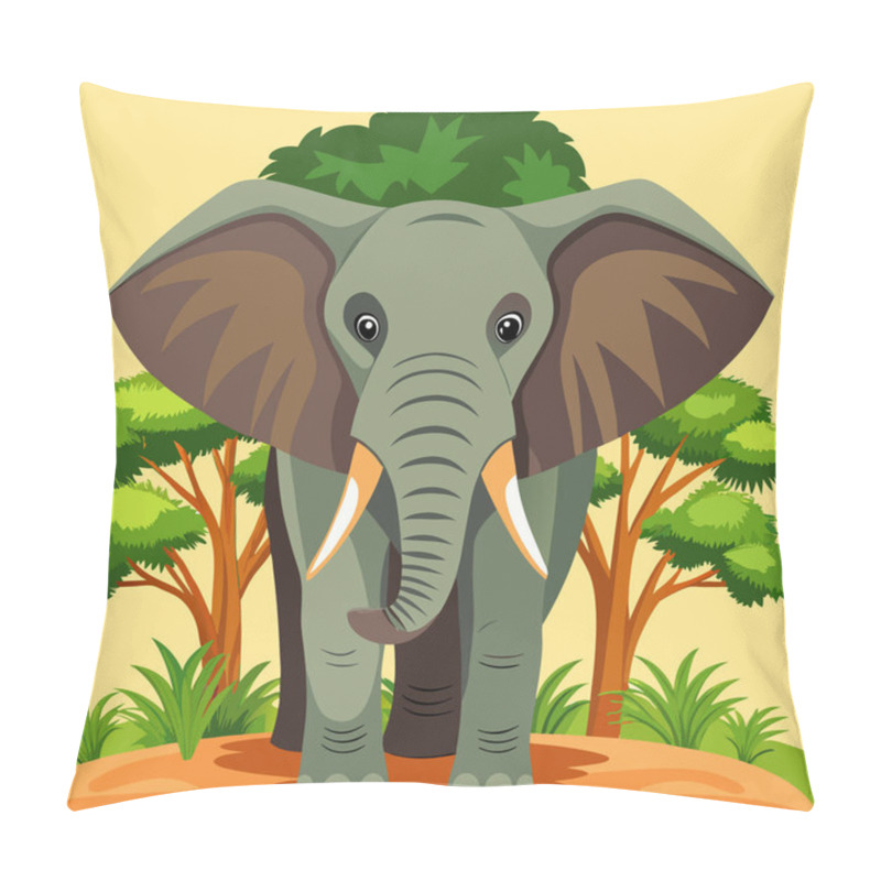 Personality  African Elephant Vector Art With Emerald Green Ears Pillow Covers