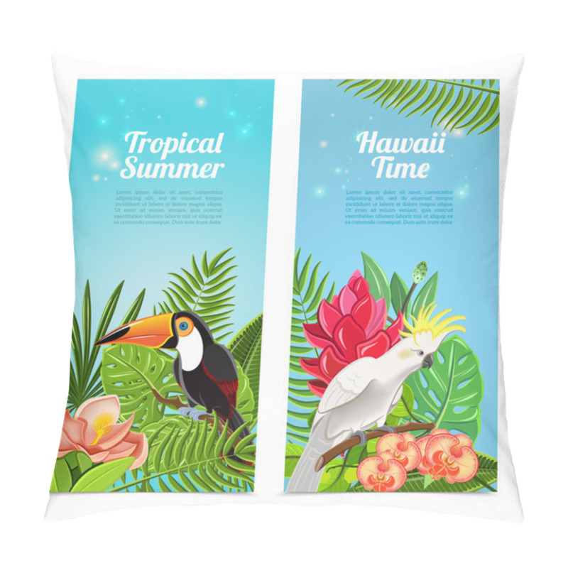 Personality  Tropical Island Birds Vertical Banners Set Pillow Covers