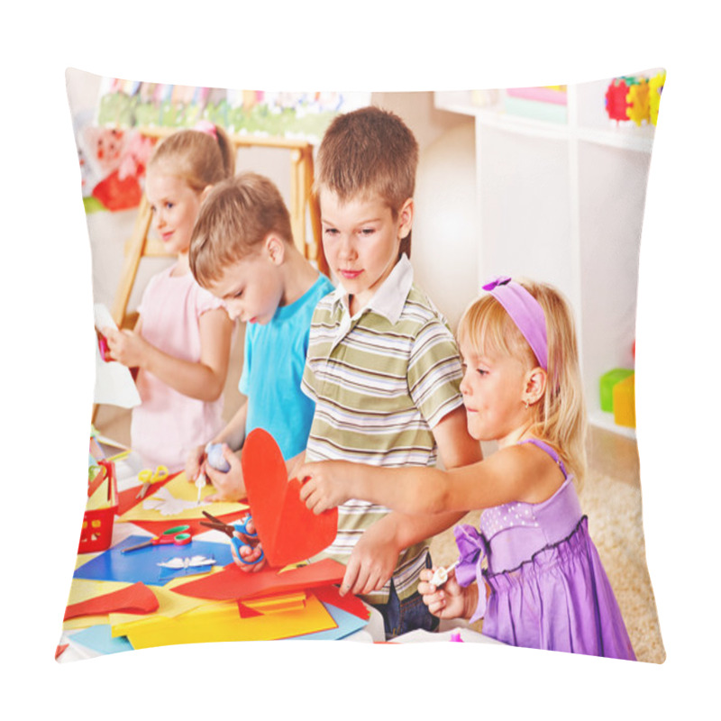 Personality  Child Cutting Out Scissors Paper. Pillow Covers