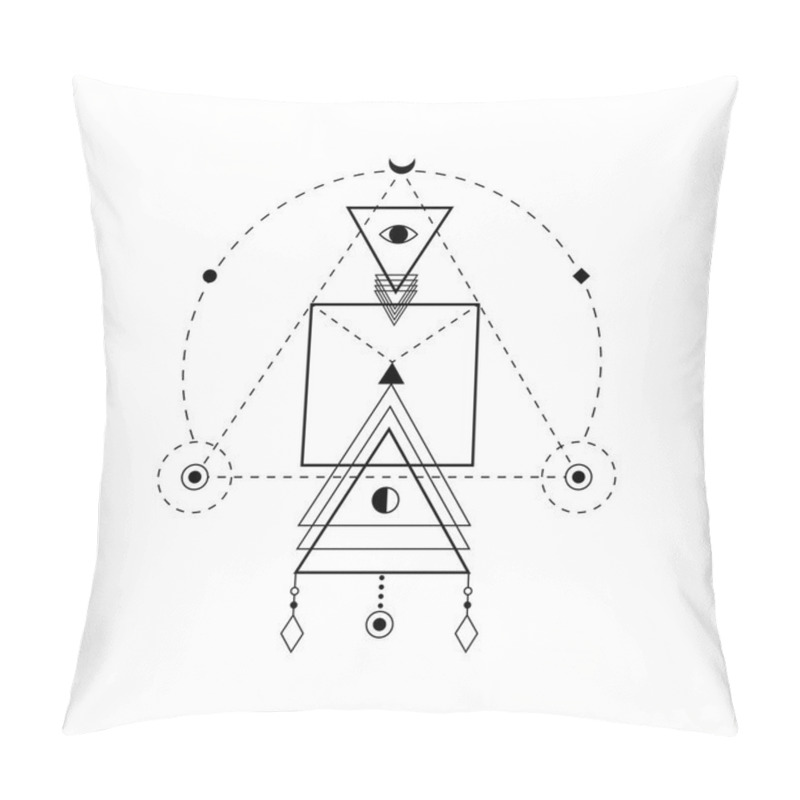 Personality  Sacred Geometry Forms, Shapes Of Lines, Logo, Sign, Symbol. Pillow Covers