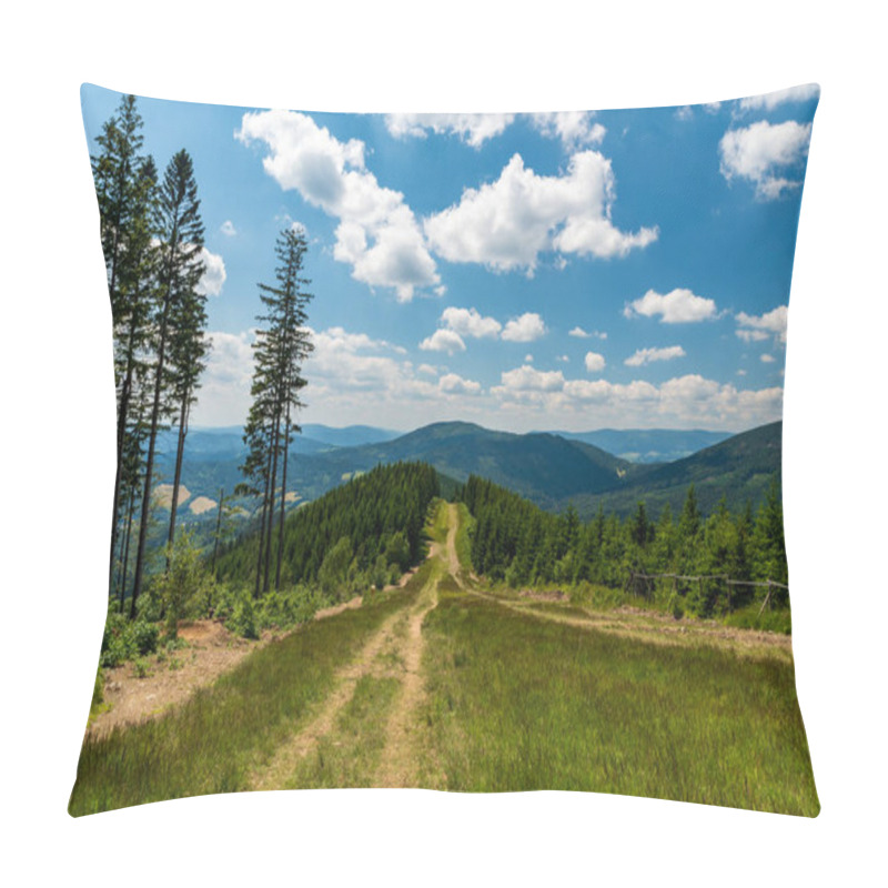 Personality  Jeseniky Mountains Scenery During Hiking From Kouty Nad Desnou To Dlouhe Strane Hill In Czech Republic During Beuatiful Day With Blue Sky And Clouds Pillow Covers