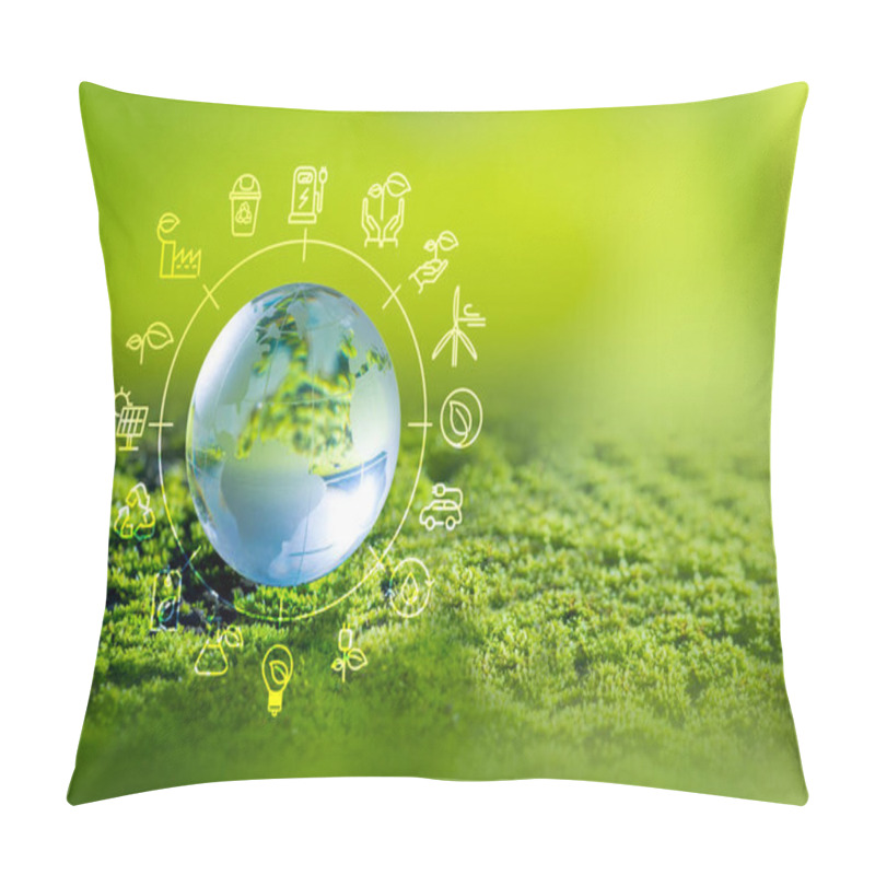 Personality  3D Illustration Renewable Energy Concept Earth Day Or Environmental Protection Protect The Forests That Grow On The Ground And Help Save The Planet. Pillow Covers