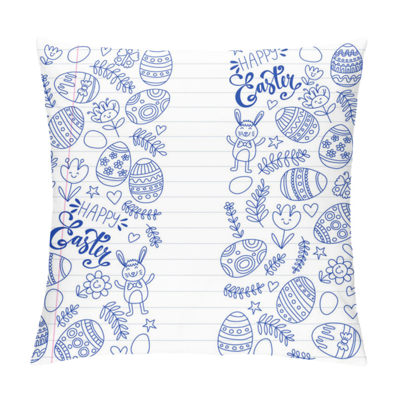 Personality  Happy Easter. Vector Pattern With Eggs, Bunny, Flowers. Pillow Covers